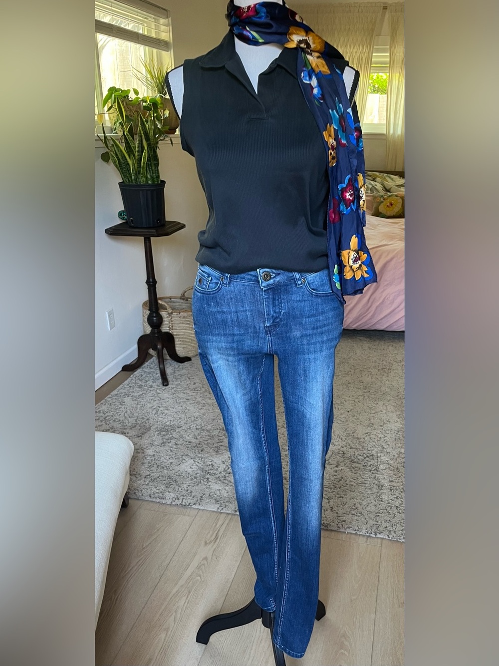 Scotch & Soda Blue Denim La Bohemienne Mid Rise Skinny Jeans 26 (26x32) Med Wash